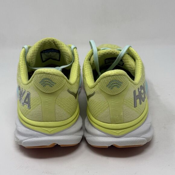 Hoka One One Clifton 9 Womens 9.5 M Yellow Blue Running Walking Shoes Sneakers - Picture 10 of 16